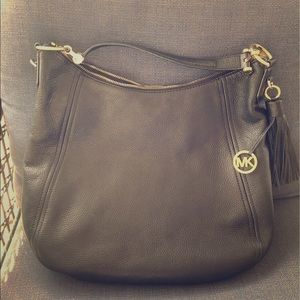 MK black leather handbag!